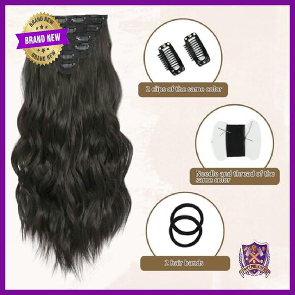20 Inch Clip-In Hair Extensions 6PCS Long Wavy Thick Synthetic main image 6